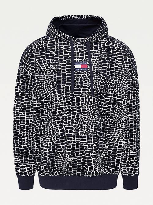 Tommy Hilfiger Reptile Print Moški Pulover s kapuco Bela | TH048RMO