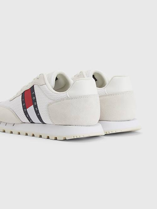 Tommy Hilfiger Retro Mixed Texture Runner Ženske Superge Bela | TH610HYQ