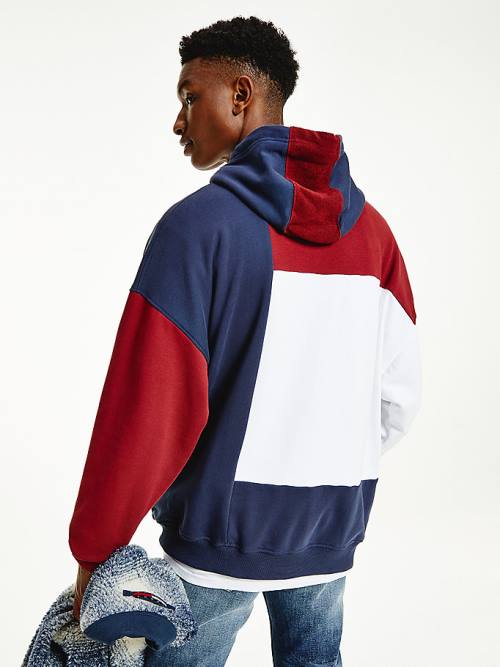 Tommy Hilfiger Reversible Colour-Blocked Moški Pulover s kapuco Modra | TH865YJA