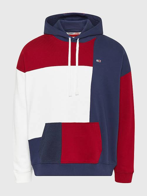 Tommy Hilfiger Reversible Colour-Blocked Moški Pulover s kapuco Modra | TH865YJA