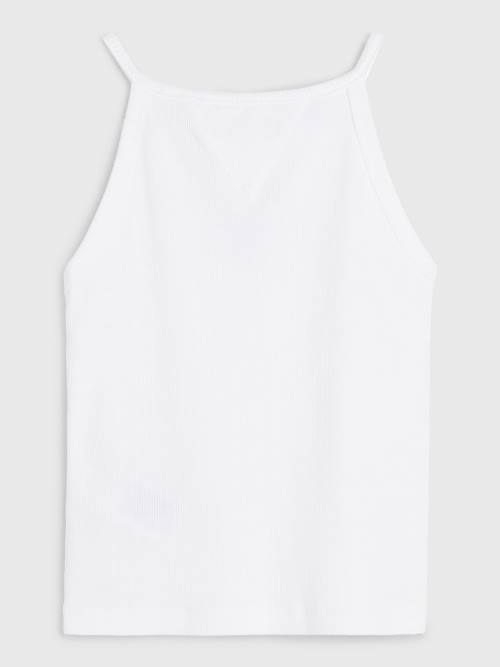 Tommy Hilfiger Rib-Knit Tank Top Dekleta Majice Bela | TH241VFK