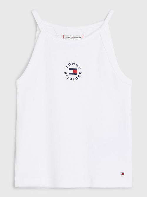 Tommy Hilfiger Rib-Knit Tank Top Dekleta Majice Bela | TH241VFK