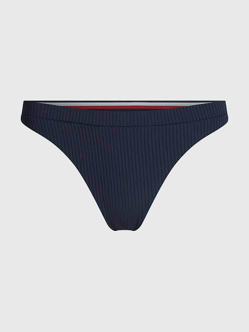 Tommy Hilfiger Ribbed High Leg Bikini Bottoms Ženske Kopalke Modra | TH651XUN