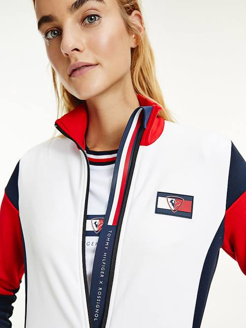 Tommy Hilfiger Rossignol Colour-Blocked Zip-Thru Ski Cardigan Ženske Pulover Bela | TH031YOG