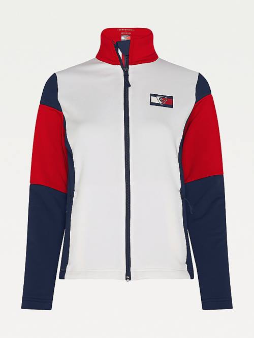 Tommy Hilfiger Rossignol Colour-Blocked Zip-Thru Ski Cardigan Ženske Pulover Bela | TH031YOG