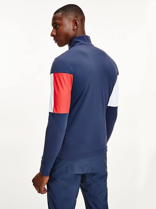 Tommy Hilfiger Rossignol Colour-Blocked Base Layer Moški Majice Modra | TH963WVF