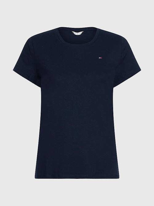 Tommy Hilfiger Round Neck Slim Fit Ženske Majice Modra | TH815QPJ