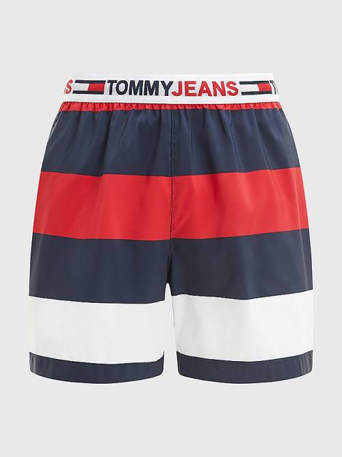 Tommy Hilfiger Rugby Stripe Mid Length Shorts Moški Kopalke Rdeča | TH596YJB