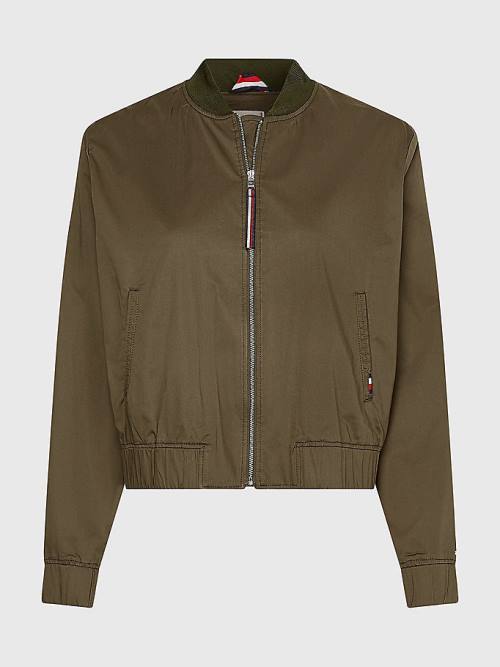 Tommy Hilfiger Sateen Relaxed Fit Bomber Ženske Jakne Kaki | TH657WSM