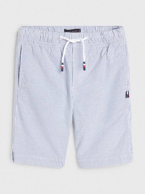 Tommy Hilfiger Seersucker Stripe Pull-On Shorts Fantje Hlače Modra | TH154NTM