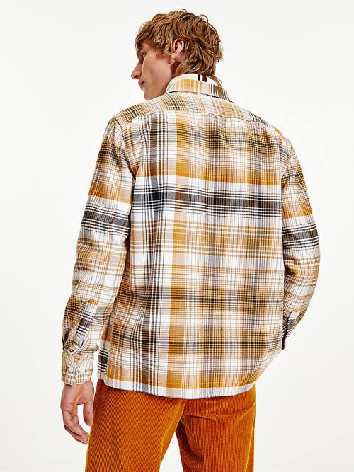 Tommy Hilfiger Shadow Check Relaxed Fit Overshirt Moški Srajce Rjav | TH073LOX