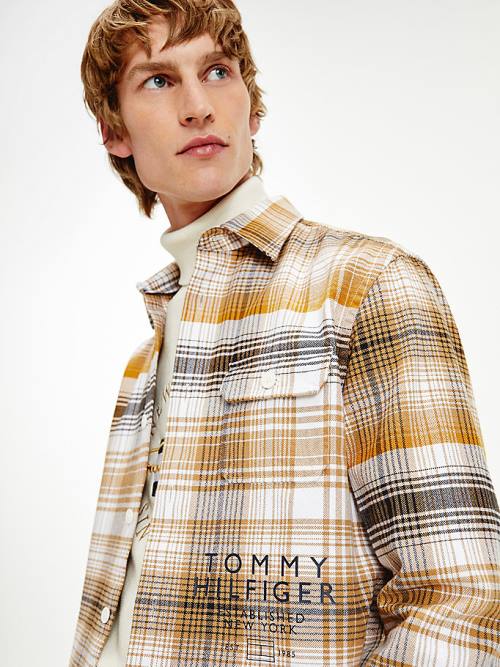 Tommy Hilfiger Shadow Check Relaxed Fit Overshirt Moški Srajce Rjav | TH073LOX