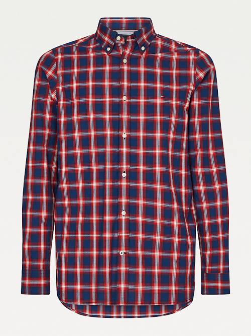 Tommy Hilfiger Shadow Check Slim Fit Moški Srajce Modra | TH891EXR