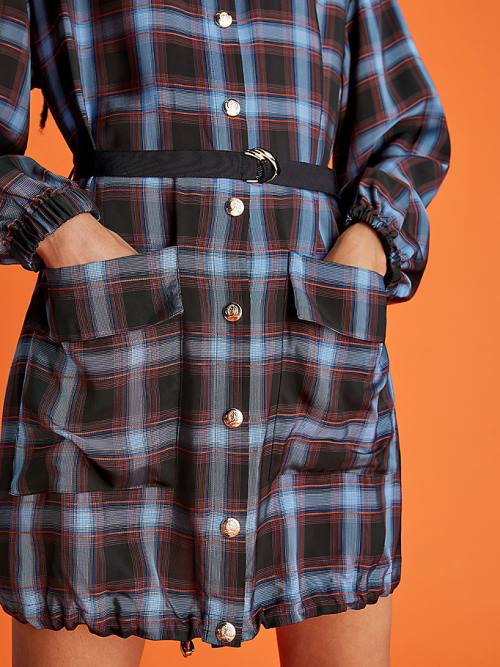 Tommy Hilfiger Shadow Check Viscose Shirt Ženske Obleke Rdeča | TH620HFO