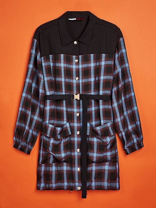 Tommy Hilfiger Shadow Check Viscose Shirt Ženske Obleke Rdeča | TH620HFO