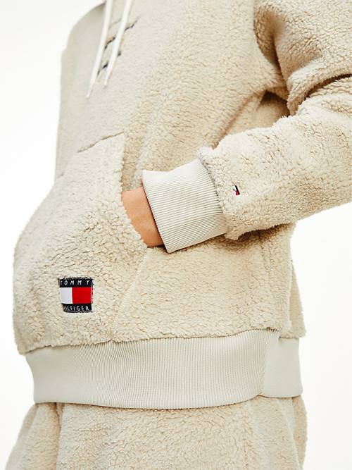 Tommy Hilfiger Sherpa Lounge Ženske Pulover s kapuco Bež | TH274MAF