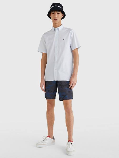 Tommy Hilfiger Short Sleeve Regular Fit Poplin Moški Srajce Modra | TH065ZMU