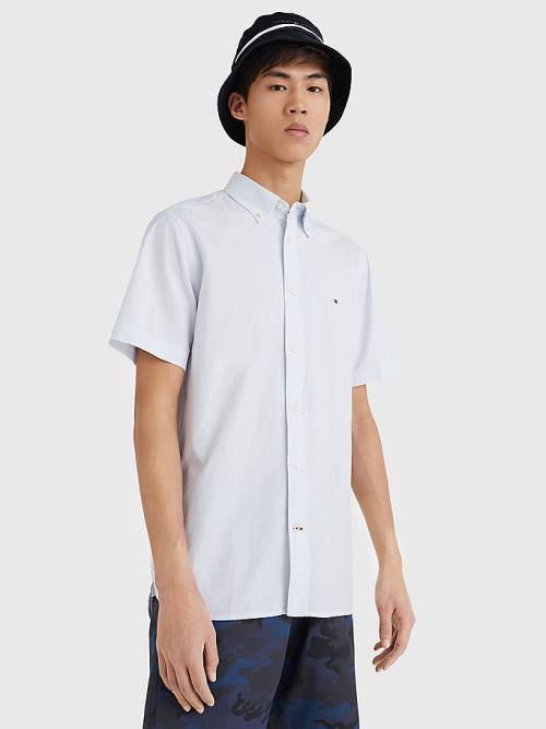 Tommy Hilfiger Short Sleeve Regular Fit Poplin Moški Srajce Modra | TH065ZMU