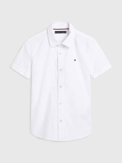 Tommy Hilfiger Short Sleeve Stretch Oxford Fantje Srajce Bela | TH148URO