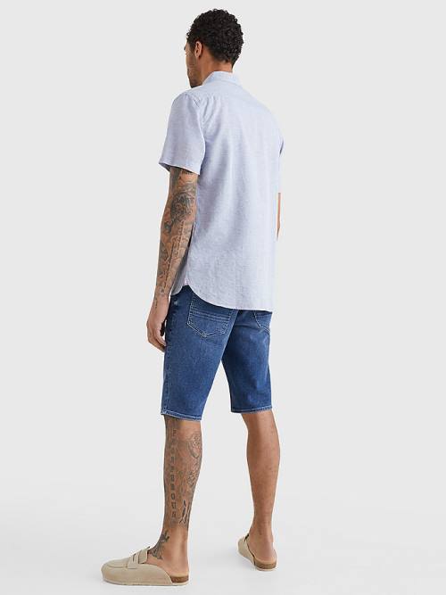 Tommy Hilfiger Short Sleeve Tapered Regular Fit Moški Srajce Modra | TH394AZH