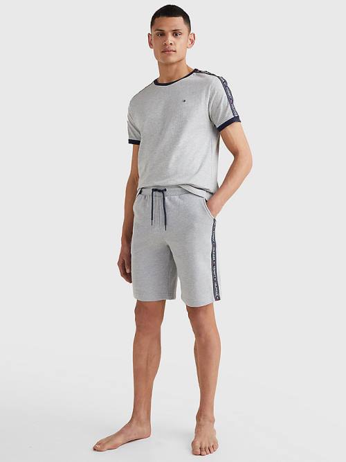 Tommy Hilfiger Side Logo Drawstring Shorts Moški Pižama Siva | TH103ZFJ