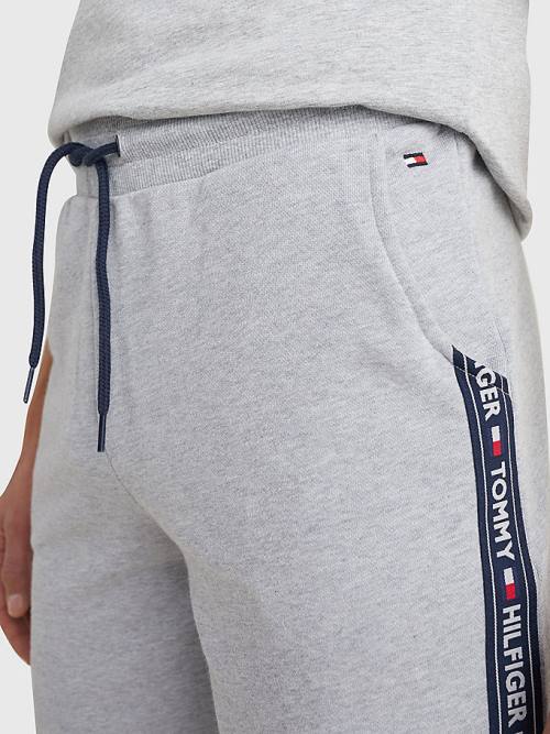 Tommy Hilfiger Side Logo Drawstring Shorts Moški Pižama Siva | TH103ZFJ