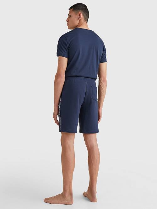 Tommy Hilfiger Side Logo Drawstring Shorts Moški Pižama Modra | TH602EHG