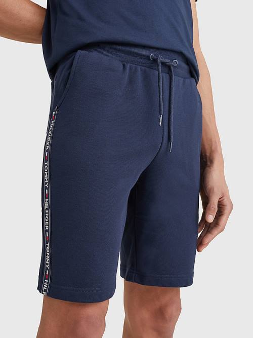 Tommy Hilfiger Side Logo Drawstring Shorts Moški Pižama Modra | TH602EHG