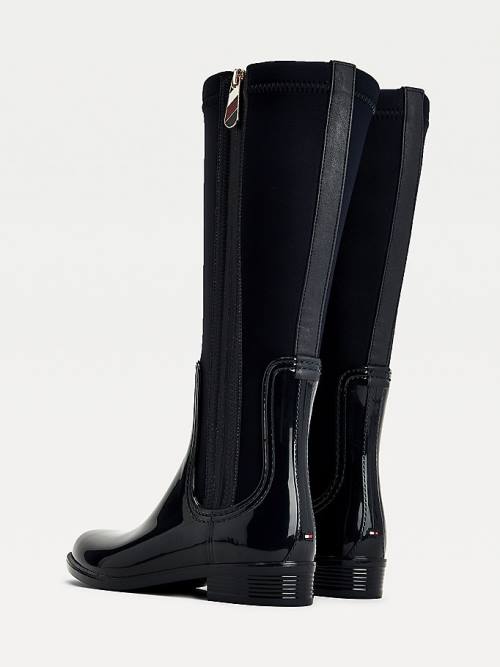 Tommy Hilfiger Signature Contrast Panel Long Rainboots Ženske Škornji Modra | TH904PGA