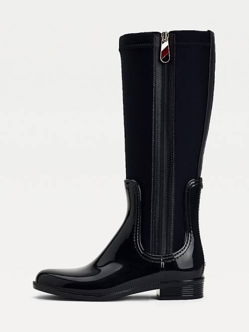 Tommy Hilfiger Signature Contrast Panel Long Rainboots Ženske Škornji Modra | TH904PGA