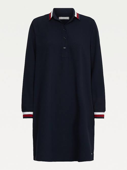 Tommy Hilfiger Signature Detail Crepe Shift Ženske Obleke Modra | TH908ZNM