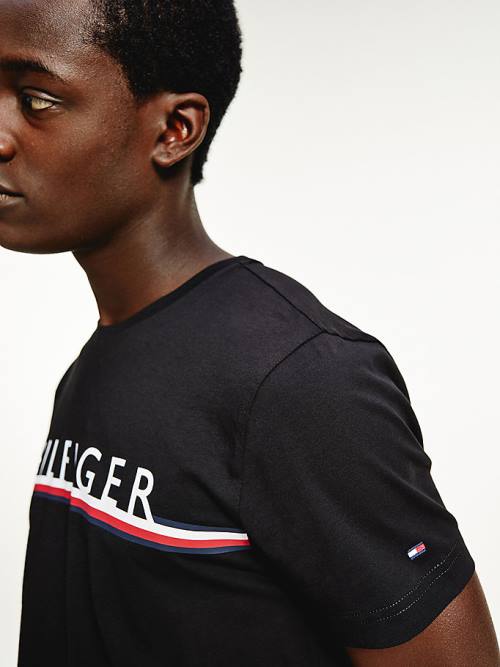 Tommy Hilfiger Signature Detail Organic Cotton Moški Majice Črna | TH285LFY