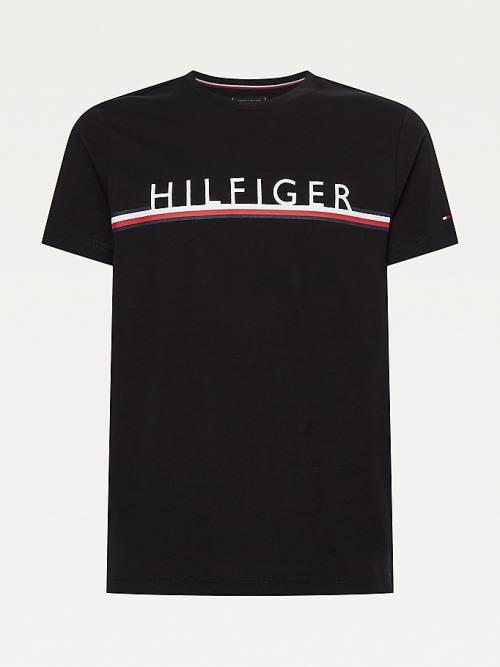 Tommy Hilfiger Signature Detail Organic Cotton Moški Majice Črna | TH285LFY