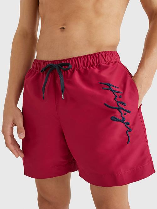 Tommy Hilfiger Signature Logo Mid Length Shorts Moški Kopalke Roza | TH126LIX