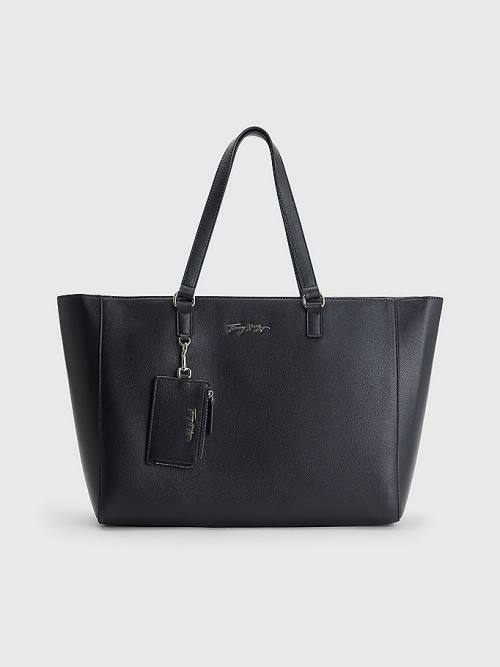 Tommy Hilfiger Signature Logo Tote Ženske Torbice Modra | TH506ZGD