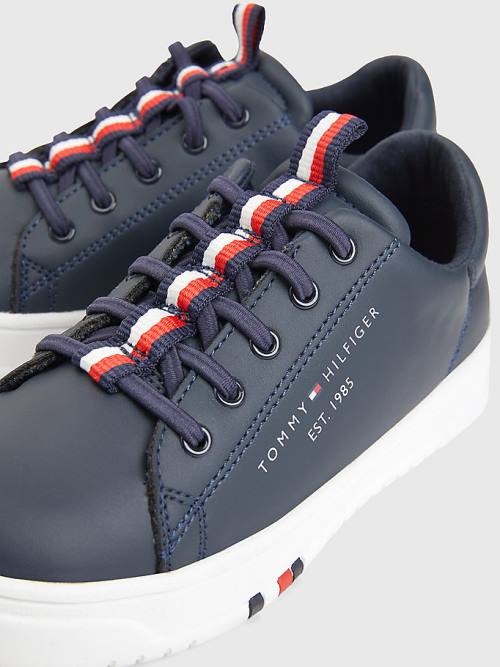 Tommy Hilfiger Signature Tape Lace-Up Fantje Superge Modra | TH820ZBC