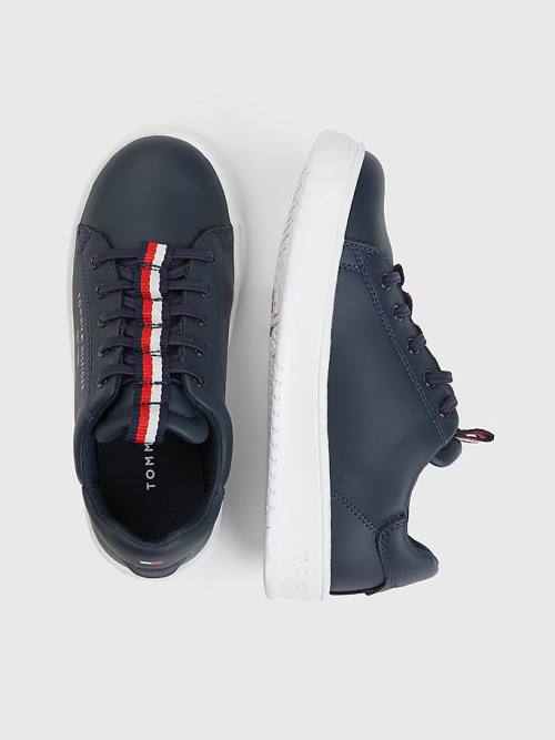 Tommy Hilfiger Signature Tape Lace-Up Fantje Superge Modra | TH820ZBC