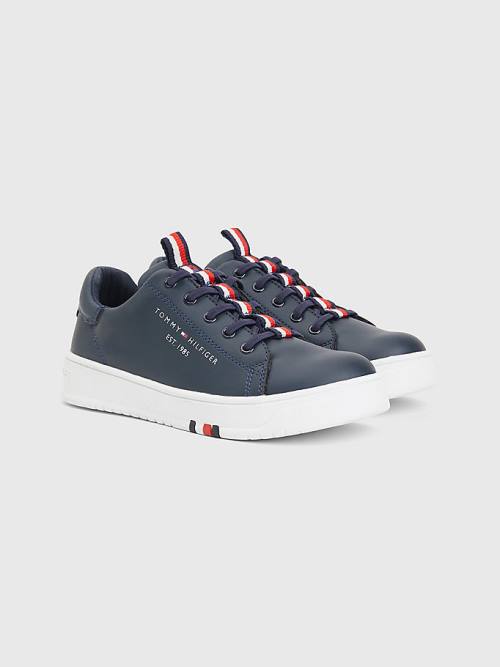 Tommy Hilfiger Signature Tape Lace-Up Fantje Superge Modra | TH820ZBC