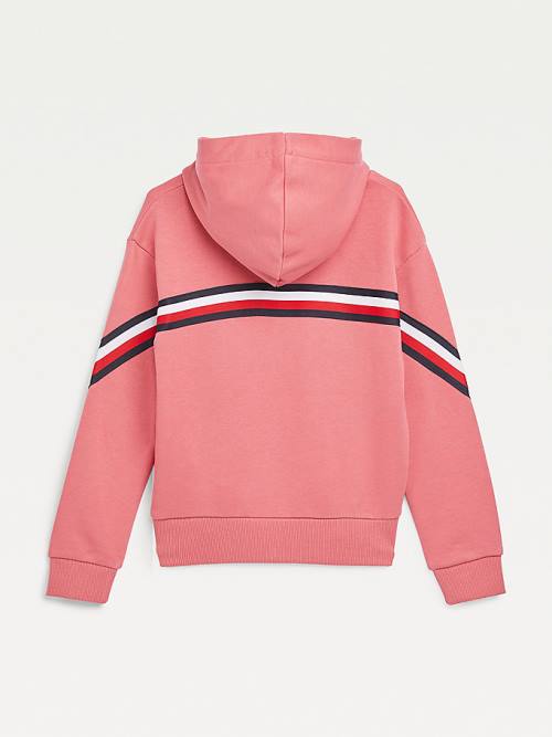 Tommy Hilfiger Signature Trim Slouchy Dekleta Pulover s kapuco Rdeča | TH463SYO