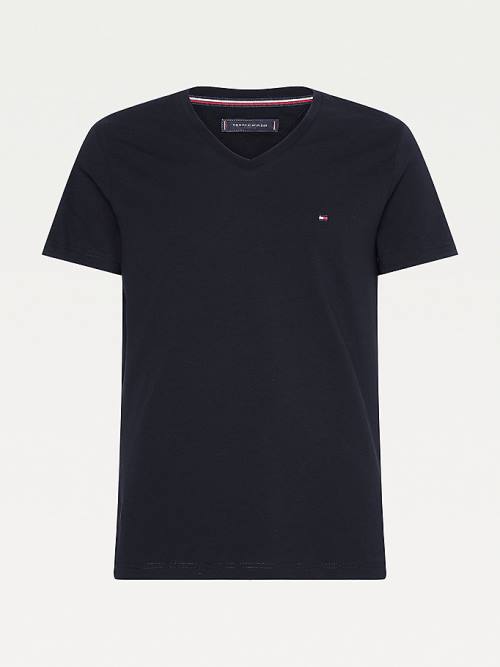 Tommy Hilfiger Slim Fit Cotton Moški Majice Črna | TH269FKS