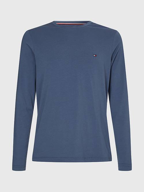 Tommy Hilfiger Slim Fit Long Sleeve Moški Majice Modra | TH124KMV