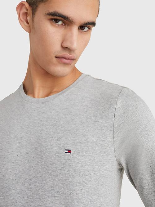 Tommy Hilfiger Slim Fit Long Sleeve Moški Majice Siva | TH546RNW