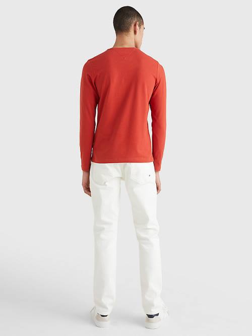 Tommy Hilfiger Slim Fit Long Sleeve Moški Majice Rdeča | TH726PAC