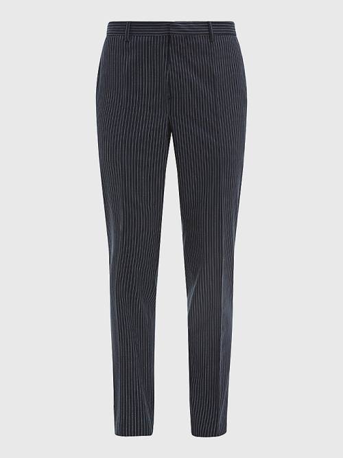 Tommy Hilfiger Slim Fit Pinstripe Moški Hlače Modra | TH304WVO