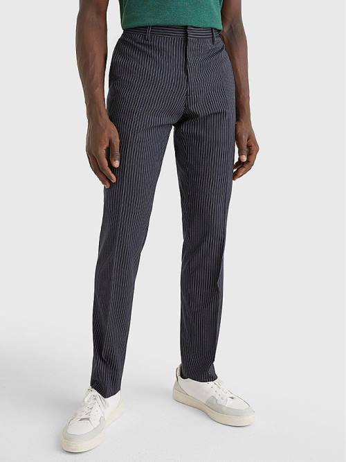 Tommy Hilfiger Slim Fit Pinstripe Moški Hlače Modra | TH304WVO