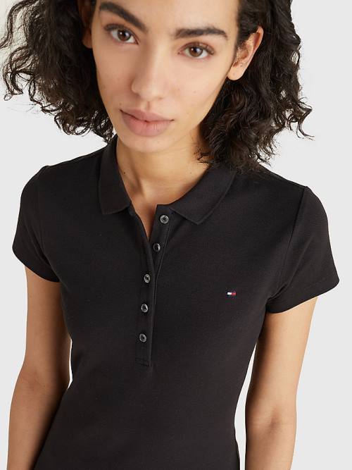 Tommy Hilfiger Slim Fit Polo Ženske Obleke Črna | TH710EUT