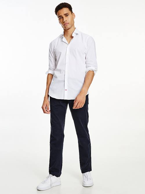 Tommy Hilfiger Slim Fit Stretch Cotton Moški Srajce Bela | TH124VZH