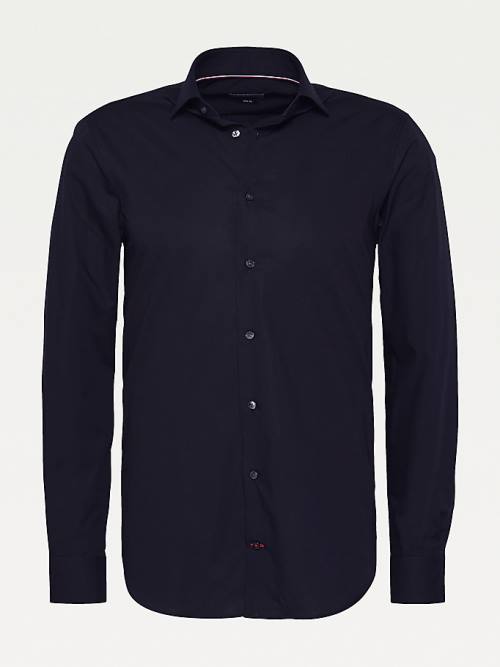 Tommy Hilfiger Slim Fit Stretch Cotton Moški Srajce Črna | TH142WDU