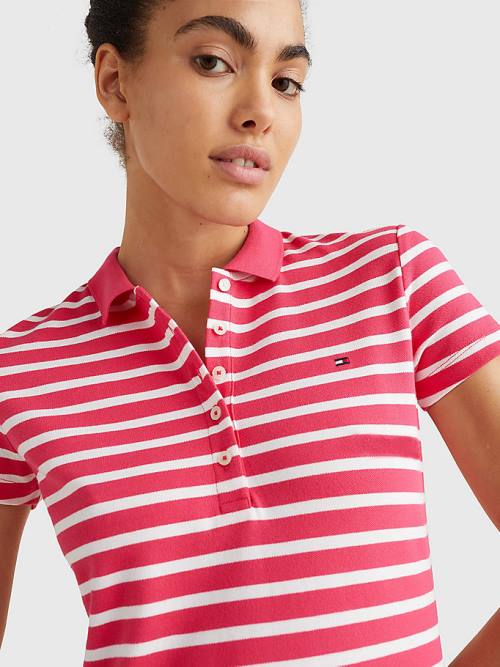 Tommy Hilfiger Slim Fit Stripe Polo Ženske Obleke Roza | TH742PTS