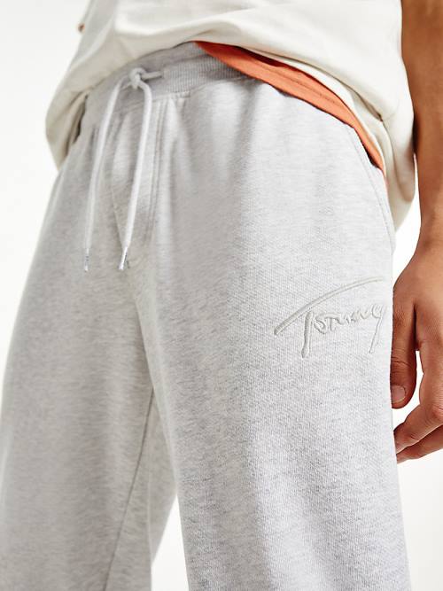 Tommy Hilfiger Slim Fleece Signature Joggers Moški Hlače Siva | TH438HRF